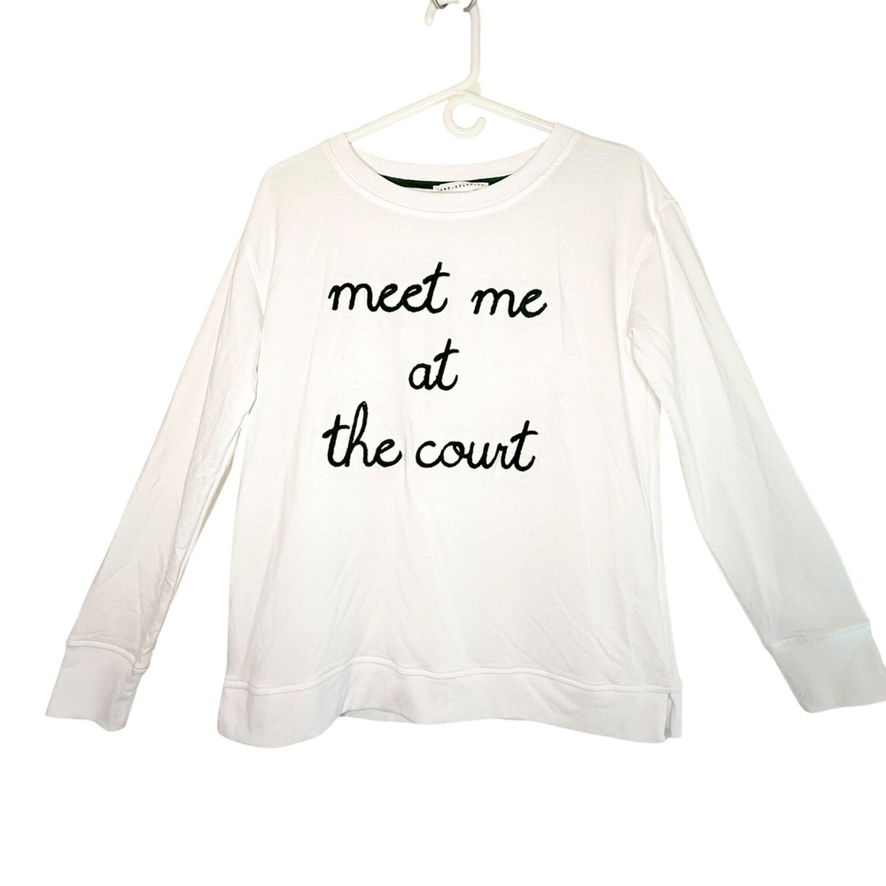 Jane + Delancey "Meet Me at the Court" Tennis Sweatshirt Women's S White Green